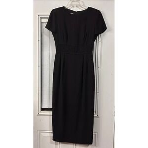 Donna Morgan Size 6 Black Dress Vintage Shoulder‎ Pads Classic Wedding Party